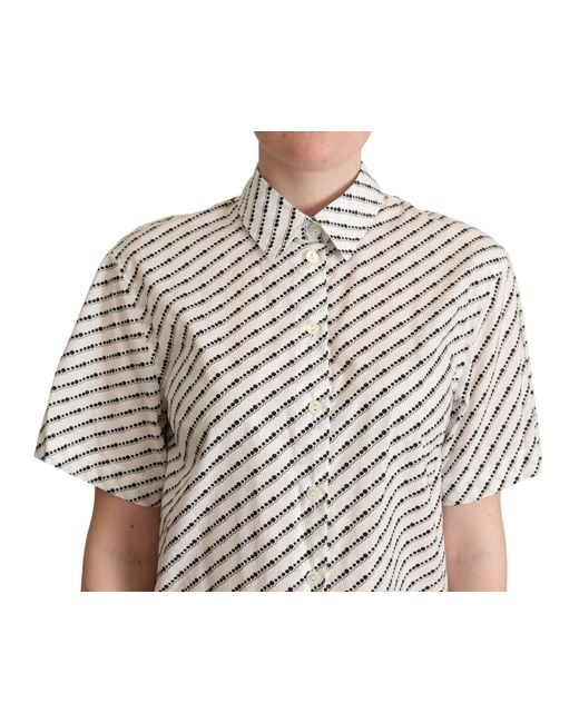 Dolce & Gabbana Gray Dotted Collared Blouse Shirt