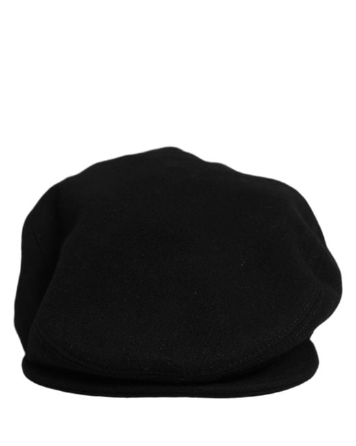 Dolce & Gabbana Men Black Wool Blend Flat Cloth Newsboy Cap Hat for men