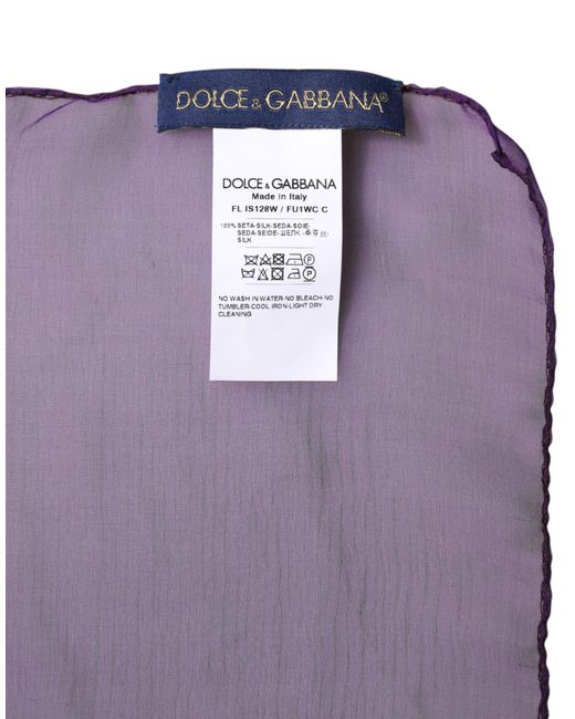 Dolce & Gabbana Purple Silk Rectangle Wrap Shawl Scarf