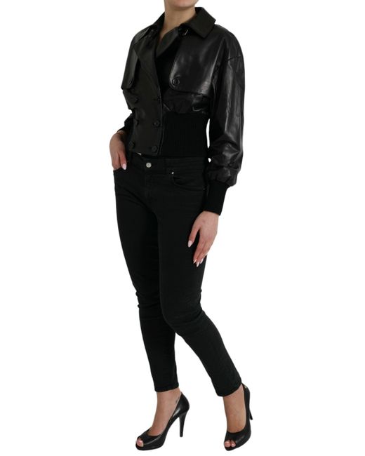 Dolce & Gabbana Black Elegant Leather Blouson Jacket