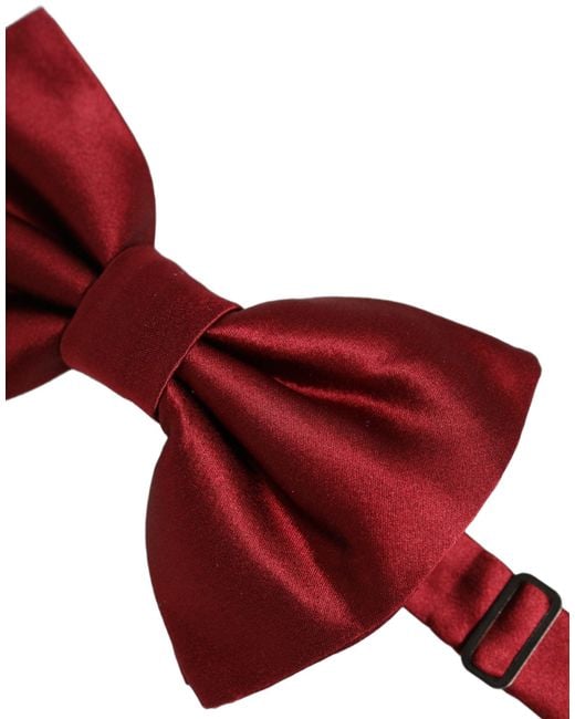 Dolce & Gabbana Men Red 100% Silk Adjustable Neck Papillon Bow Tie for men
