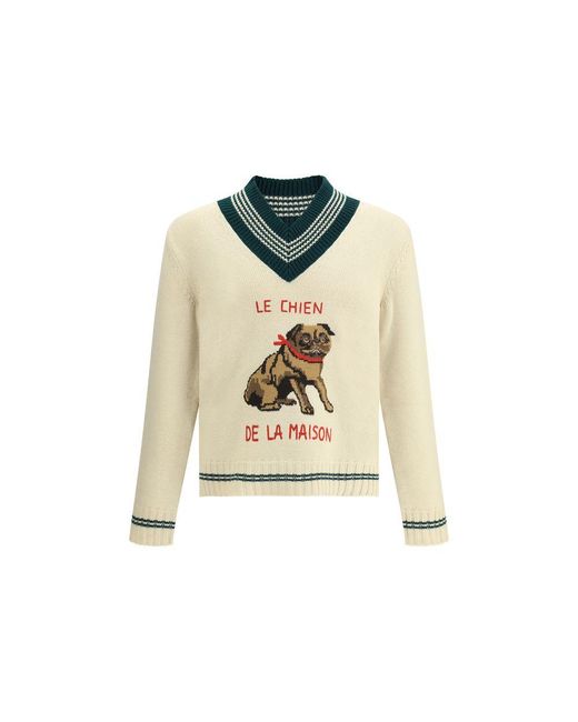 Valentino White Le Chien De La Maison Wool Sweater for men