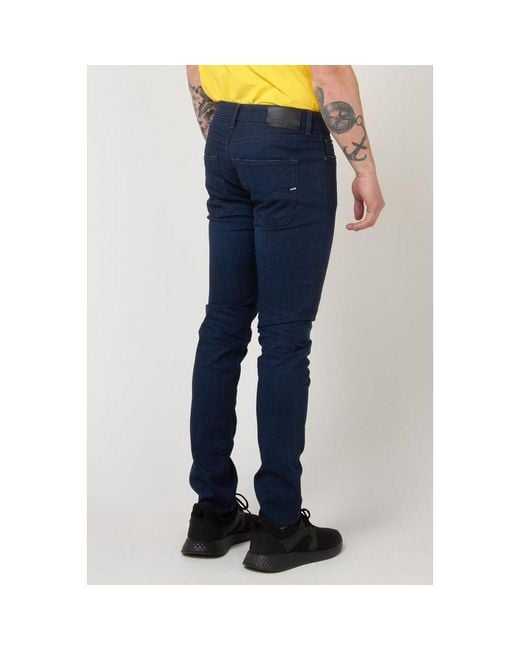 Gas Blue Cotton Slim Fit Jeans for men