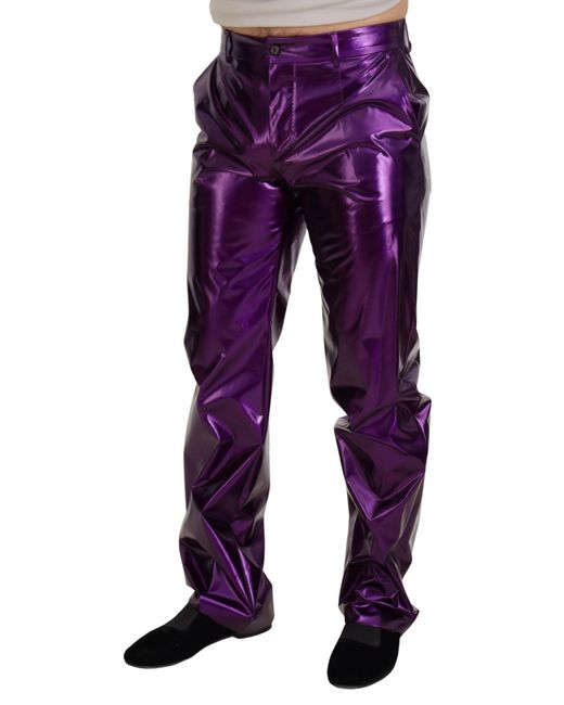 Dolce & Gabbana Purple Metallic Trousers Pt0118 for men