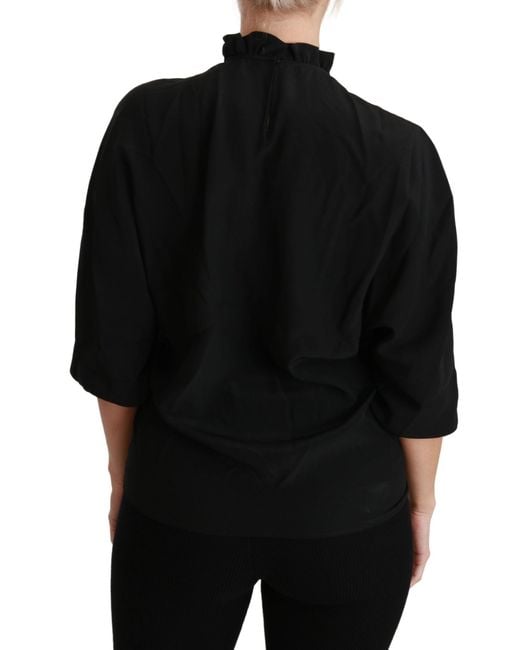 Dolce & Gabbana Black Silk Shirt Rud Top Blouse