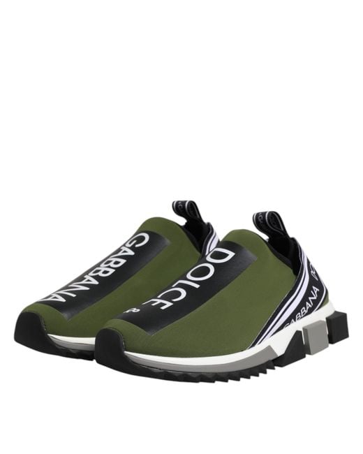 Dolce & Gabbana Green Slip On Sorrento Sneakers Shoes for men