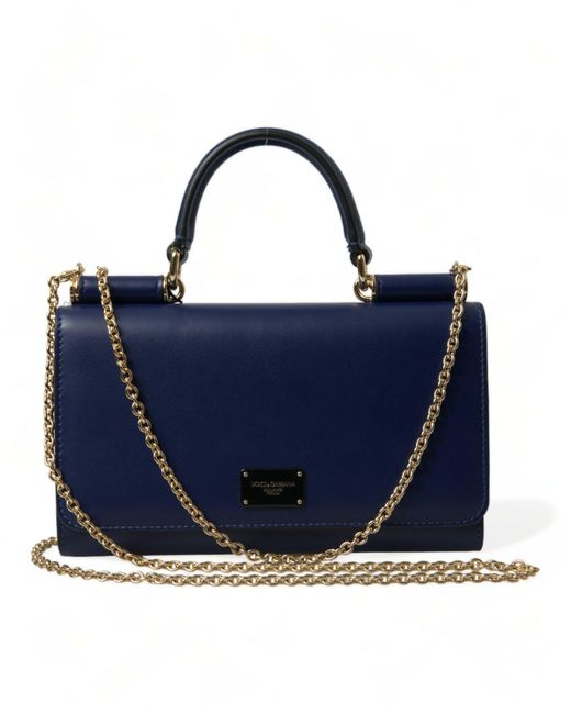 Dolce & Gabbana Dark Blue Leather Crossbody Phone Shoulder Bag