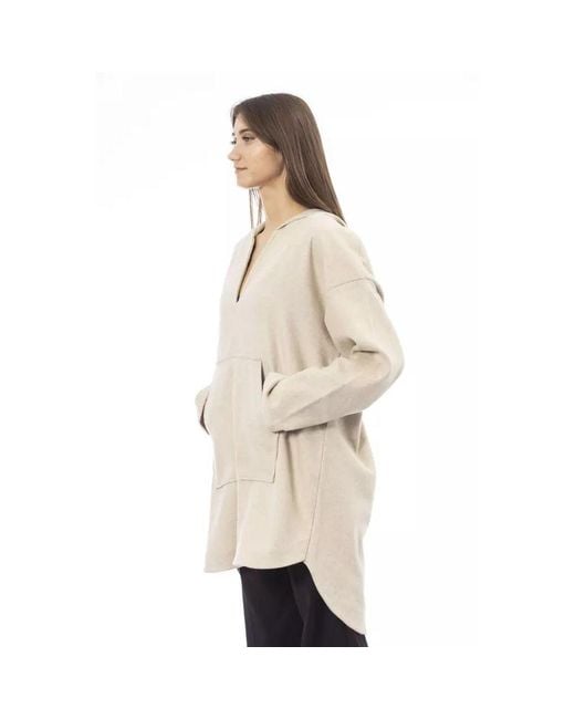 Alpha Studio Natural Beige Wool Hoodie