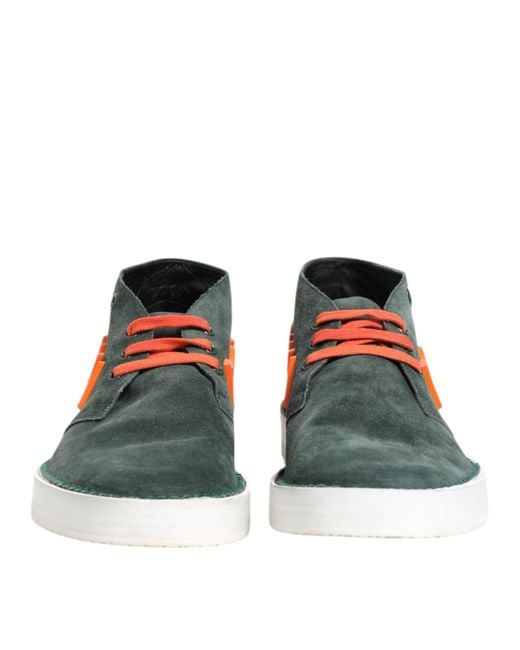 Dolce & Gabbana Blue Suede Ankle Sneakers for men