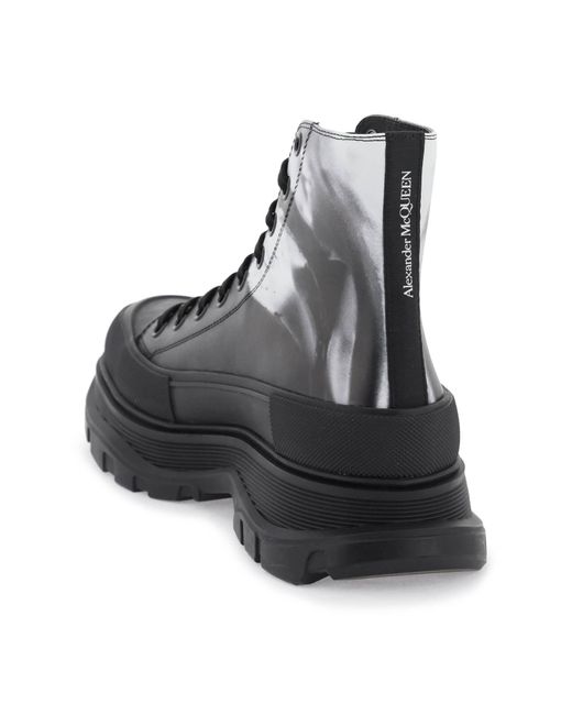 Alexander McQueen Black Solarized Flower Tread Slick Boots for men