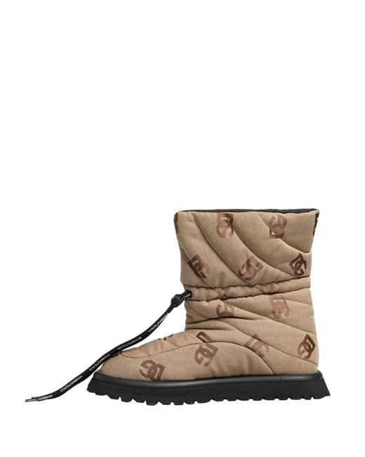 Dolce & Gabbana Brown Logo Print Lace Up Snow Boots Shoes for men