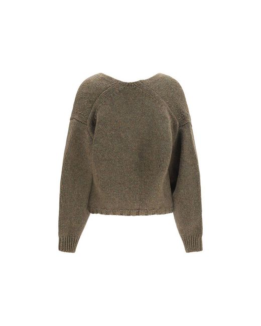 Khaite Green Bicolor Cashmere Cardigan