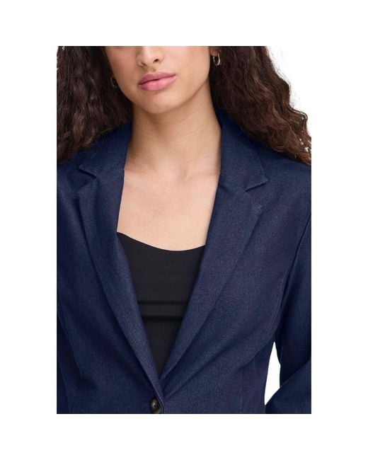 Ichi Blue Cotton Blazer