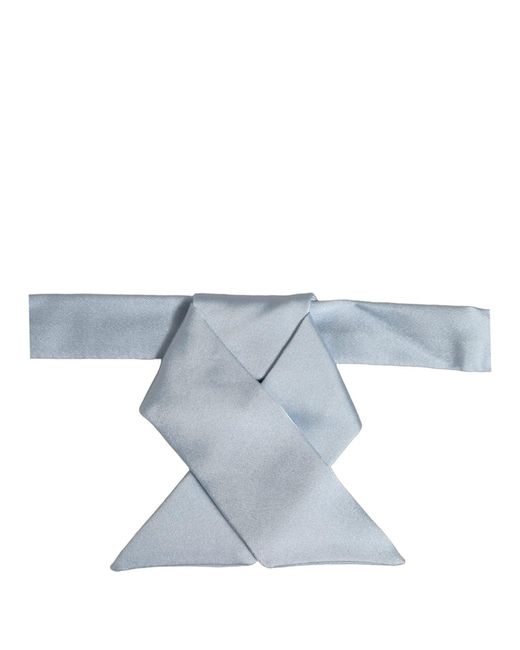 Dolce & Gabbana Men Light Blue Silk Adjustable Neck Papillon Bow Tie for men