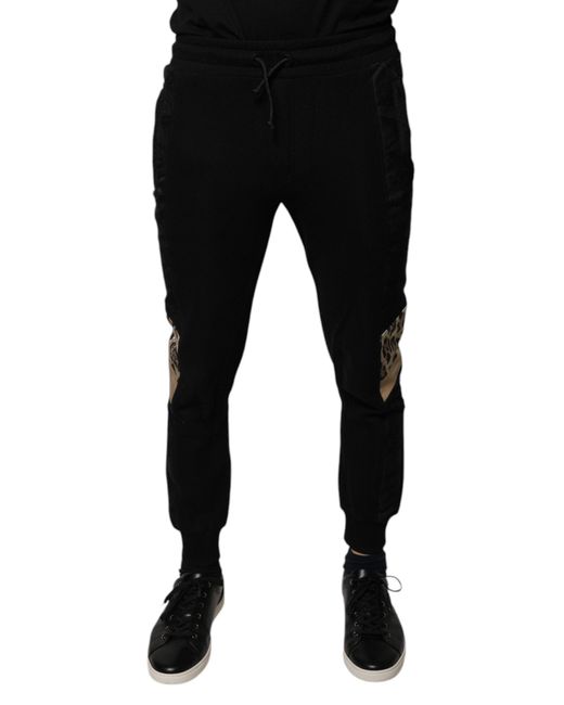 Dolce & Gabbana Black Leopard Slim Fit Jogger Pants for men