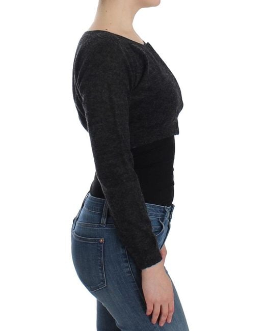 Ermanno Scervino Black Chic Cropped Alpaca Wool Sweater