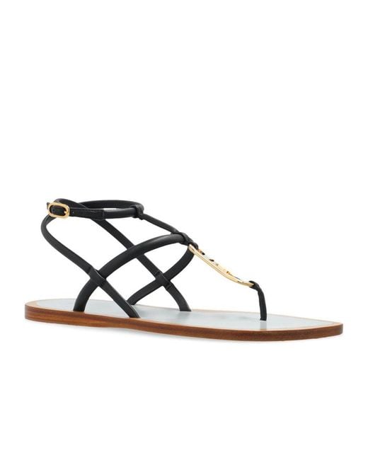 Fendi Multicolor Black Leather Flat Sandals