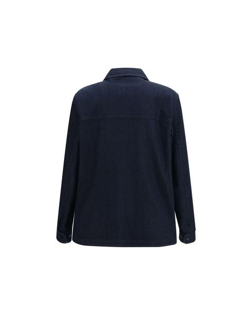 Moncler Blue Cotton Denim Jacket for men