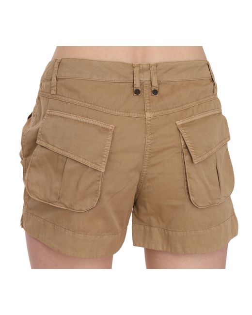 Plein Sud Mid Waist Cotton Mini Shorts Brown Pan70244