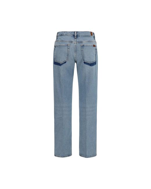 7FOR Blue Cotton Straight