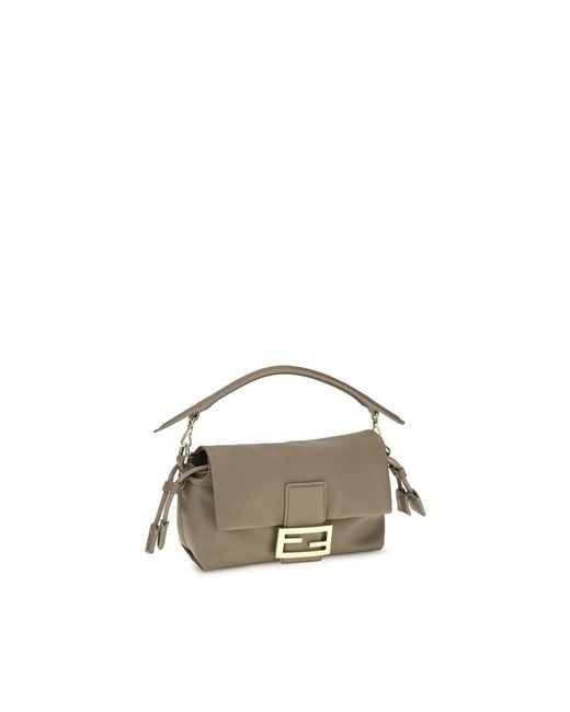 Fendi Metallic Beige Lamb Ovis Aries Aries Handbag