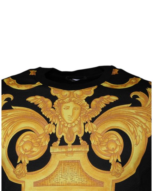 Versace Black Medusa Print Cotton Crew Neck T for men