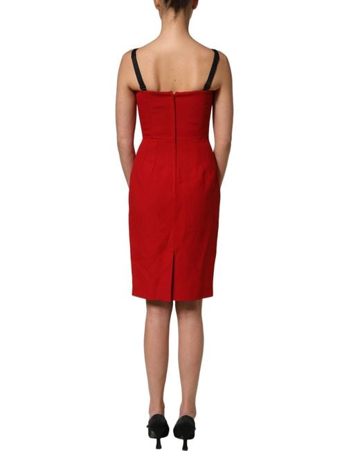 Dolce & Gabbana Red Stretch Bodycon Sheath Knee Length Dress
