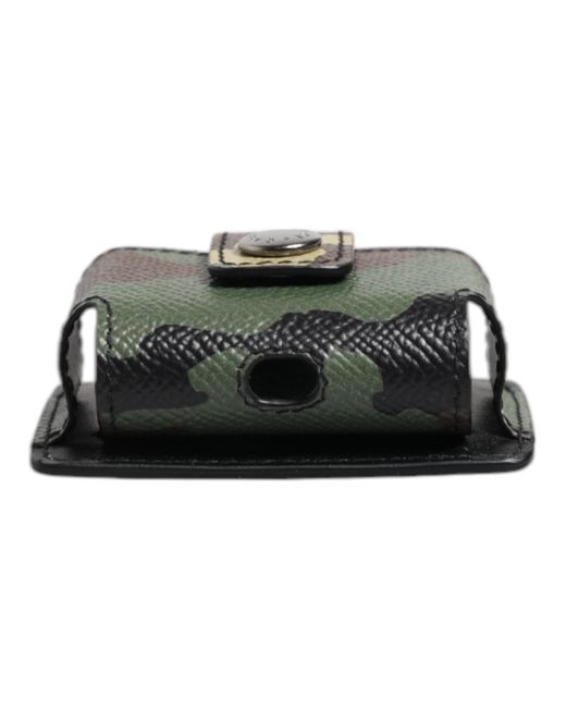 Dolce & Gabbana Black Camouflage Leather Airpods Case for men