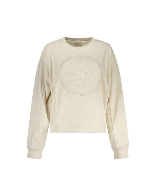 Guess Natural White Cotton Sweatshirt