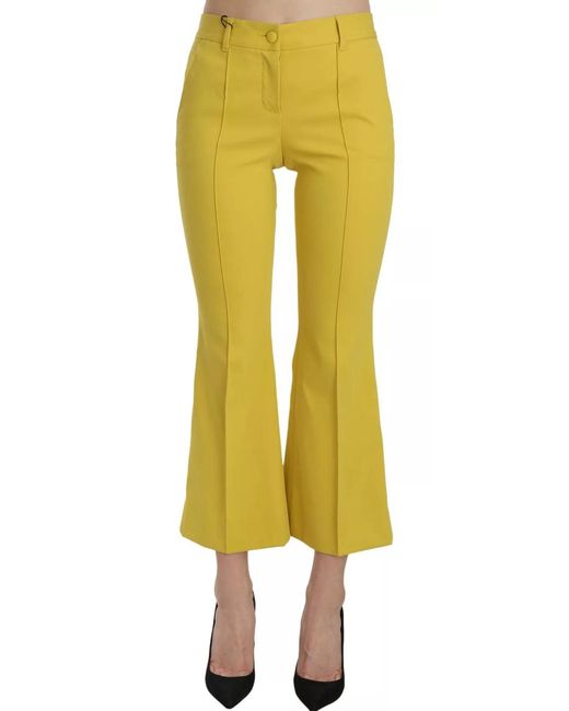 Dolce & Gabbana Yellow Dolce Gabbana Flared Bootcut Capri Cotton Pants