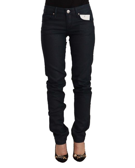 Acht Black Cotton Low Waist Slim Fit Denim Jeans