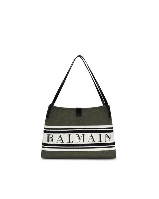Balmain Black Cotton Shoulder Bag