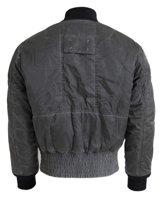 MM6 by Maison Martin Margiela Gray Bomber Zipper Pocket Sleeves Jacket for men