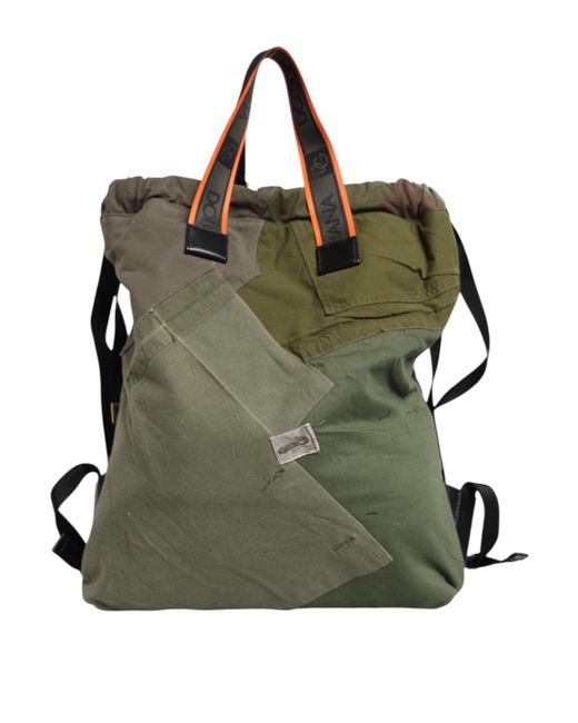 Dolce & Gabbana Military Green Patchwork Rucksack Backpack Bag for men