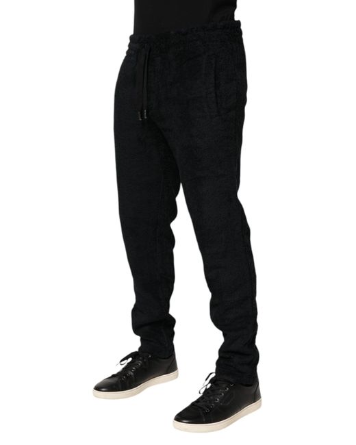 Dolce & Gabbana Black Terry Cloth Jogger Pants for men