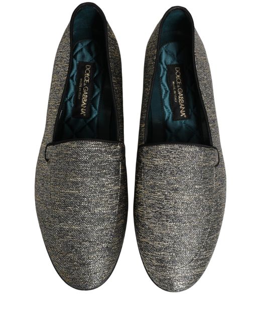 Dolce & Gabbana Gray Glitter Lurex Dg Logo Dress Loafers Shoes for men