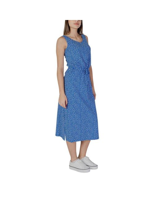B.Young Blue White Cotton Long Dress