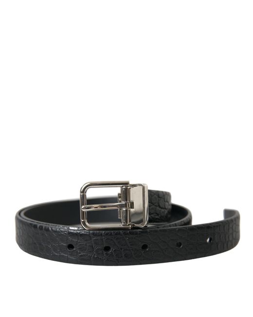 Dolce & Gabbana Black Elegant Alligator Leather Belt for men