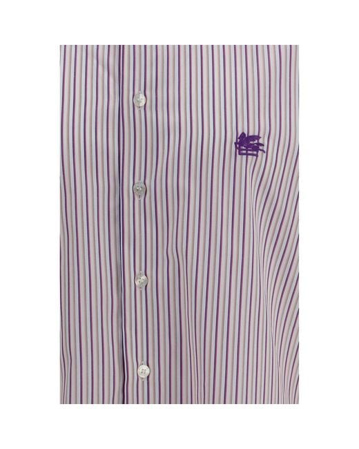 Etro Purple Multicolor Cotton Pattern Shirt for men