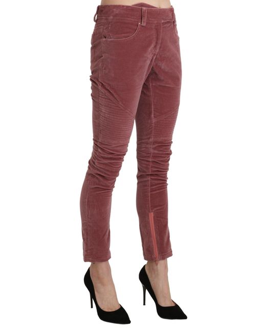 Ermanno Scervino Red Mid Waist Skinny Cotton Pants
