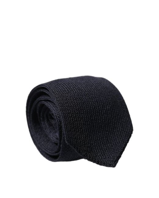 Dolce & Gabbana Blue Dark Solid 100% Silk Adjustable Neckmen's Tie for men