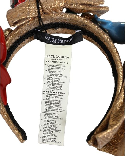 Dolce & Gabbana Red Multicolor Glittery Christmas Themed Headwear Headband