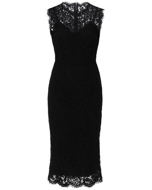 Dolce & Gabbana Black Lace Sheath Dress With A
