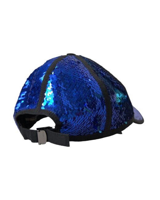 Dolce & Gabbana Blue Royal Sequin Baseball Hat for men