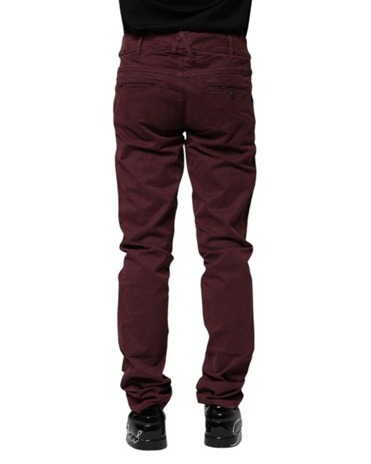 CYCLE Red Maroon Cotton Stretch Skinny Fit Men Denim Jeans for men