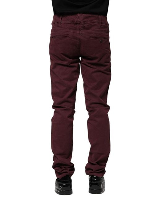 CYCLE Red Maroon Cotton Stretch Skinny Fit Men Denim Jeans for men