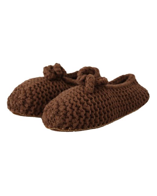 Dolce & Gabbana Brown Elegant Wool Knit Ballerina Flats