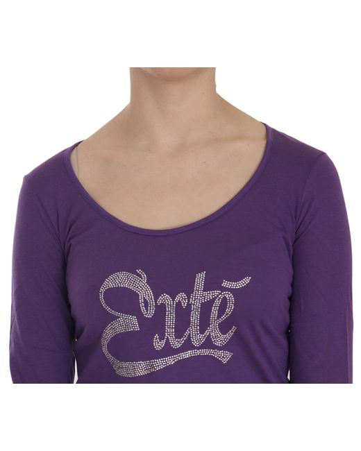 Exte Crystal Embellished Ls Casual Top Purple Tsh3908