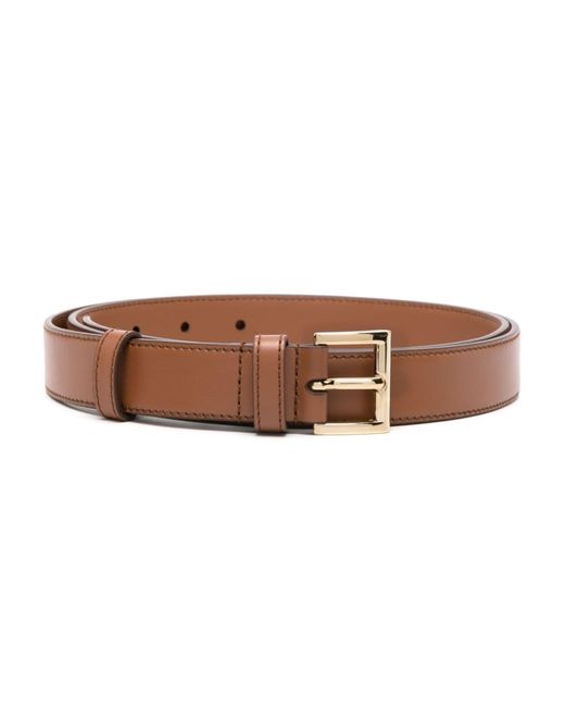 Prada Brown Logo Plaque Leather Belt
