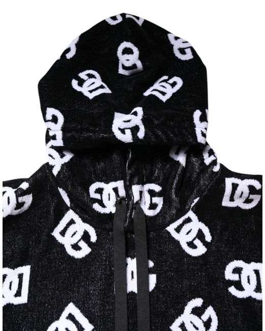 Dolce & Gabbana Black Dg Cotton Hooded Sleeveless Sweater for men